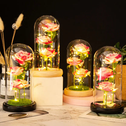 LED Galaxy Rose Night Light Artificial Flower Decor