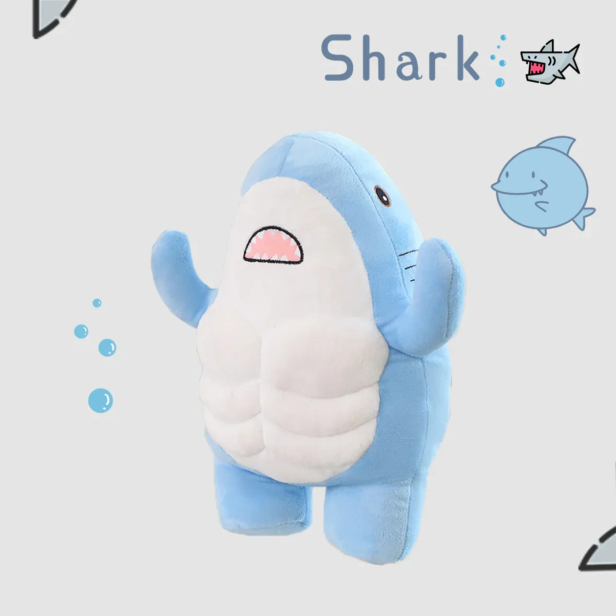 Adorable Muscle Shark Plush Toy - Soft Stuffed Animal for Kids' Sleep & Play