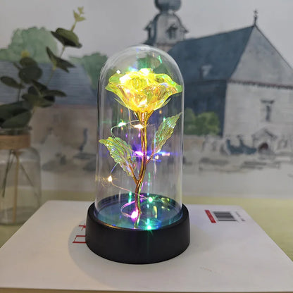 Eternal Rose Lamp LED Artificial Silk Flower Creative Gift for Valentine's Day and Mother's Day
