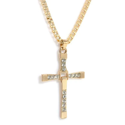 Crystal Cross Pendant Necklace for Men