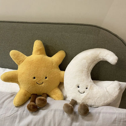 Smiling Sun and Moon Plush Pillow