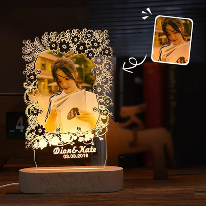 Personalized 3D Photo Night Light with Custom Text