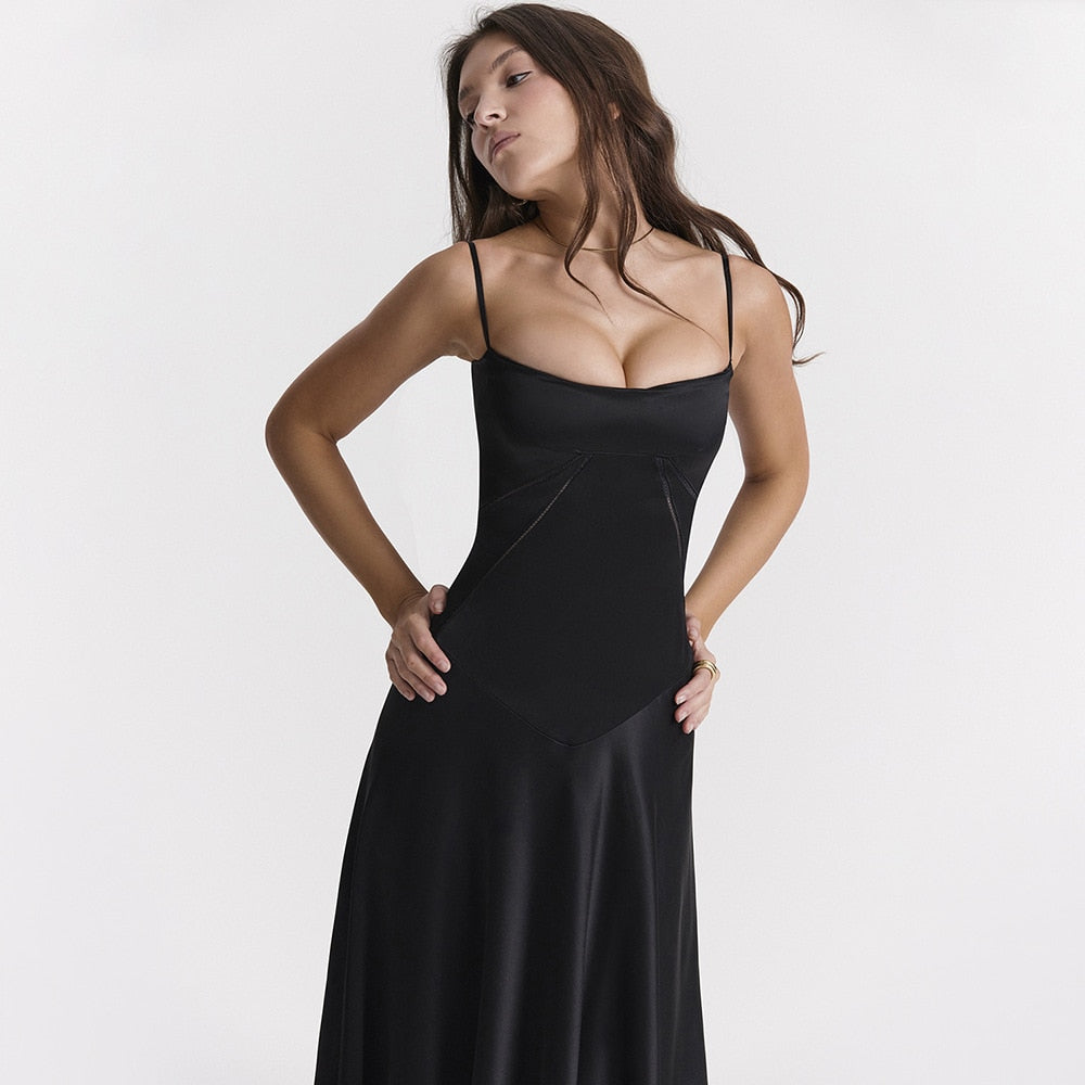 Satin Back Tie-Up Maxi Dress