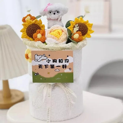 Handmade Crochet Rose and Sunflower Bouquet for Special Occasions
