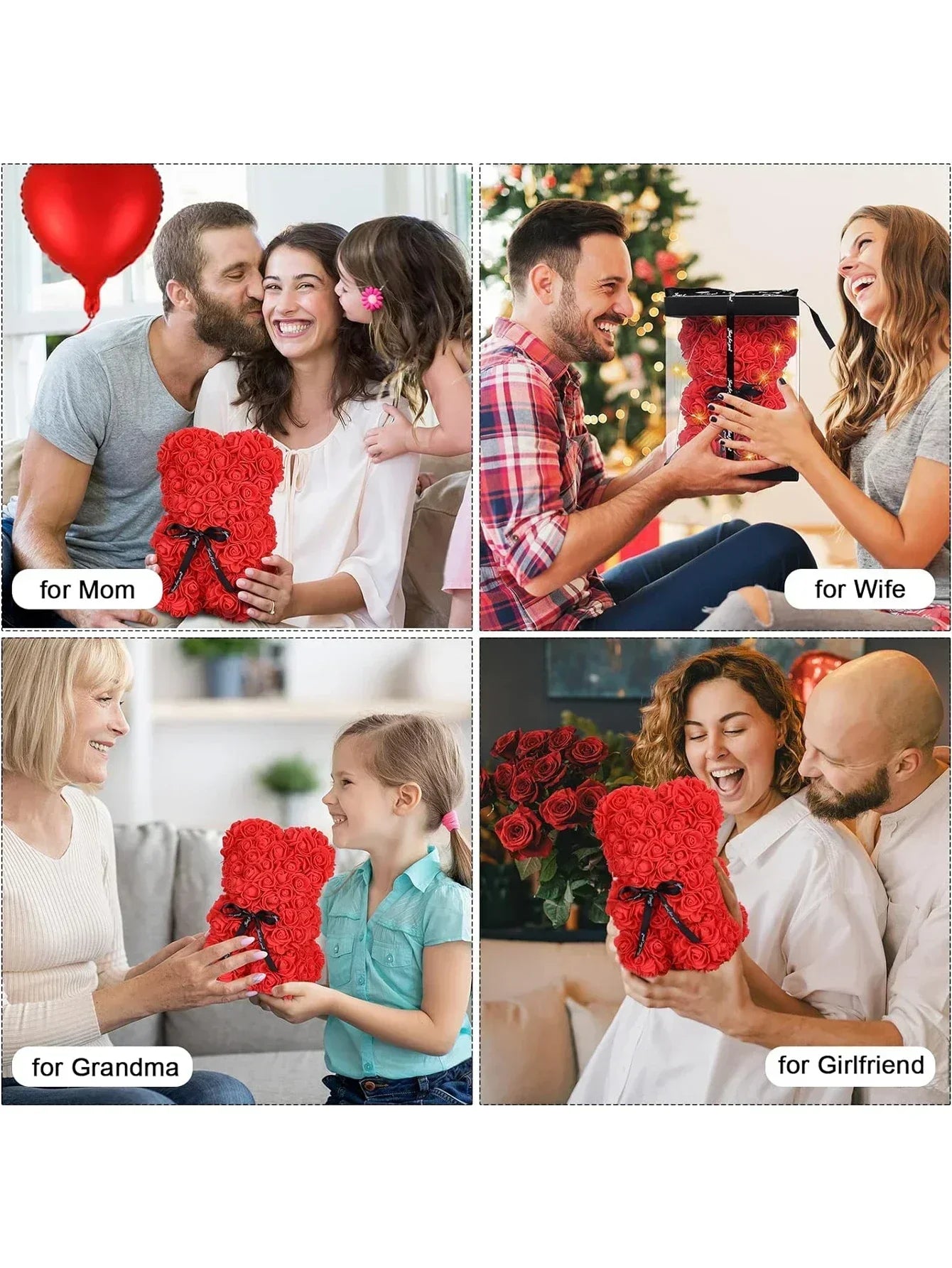 Rose Teddy Bear with Artificial Flowers - Romantic Gift for Girlfriend, Wife, or Mom