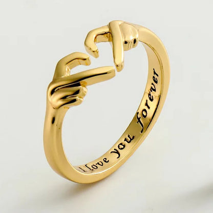 Heart Hand Hug Adjustable Ring for Couples
