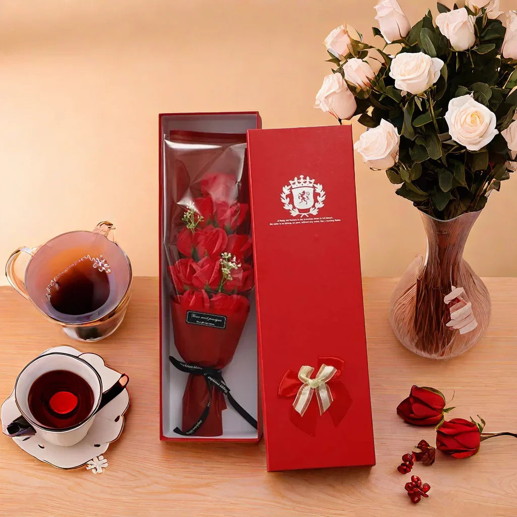 Artificial Rose Flower Set in Gift Box for Home Decoration