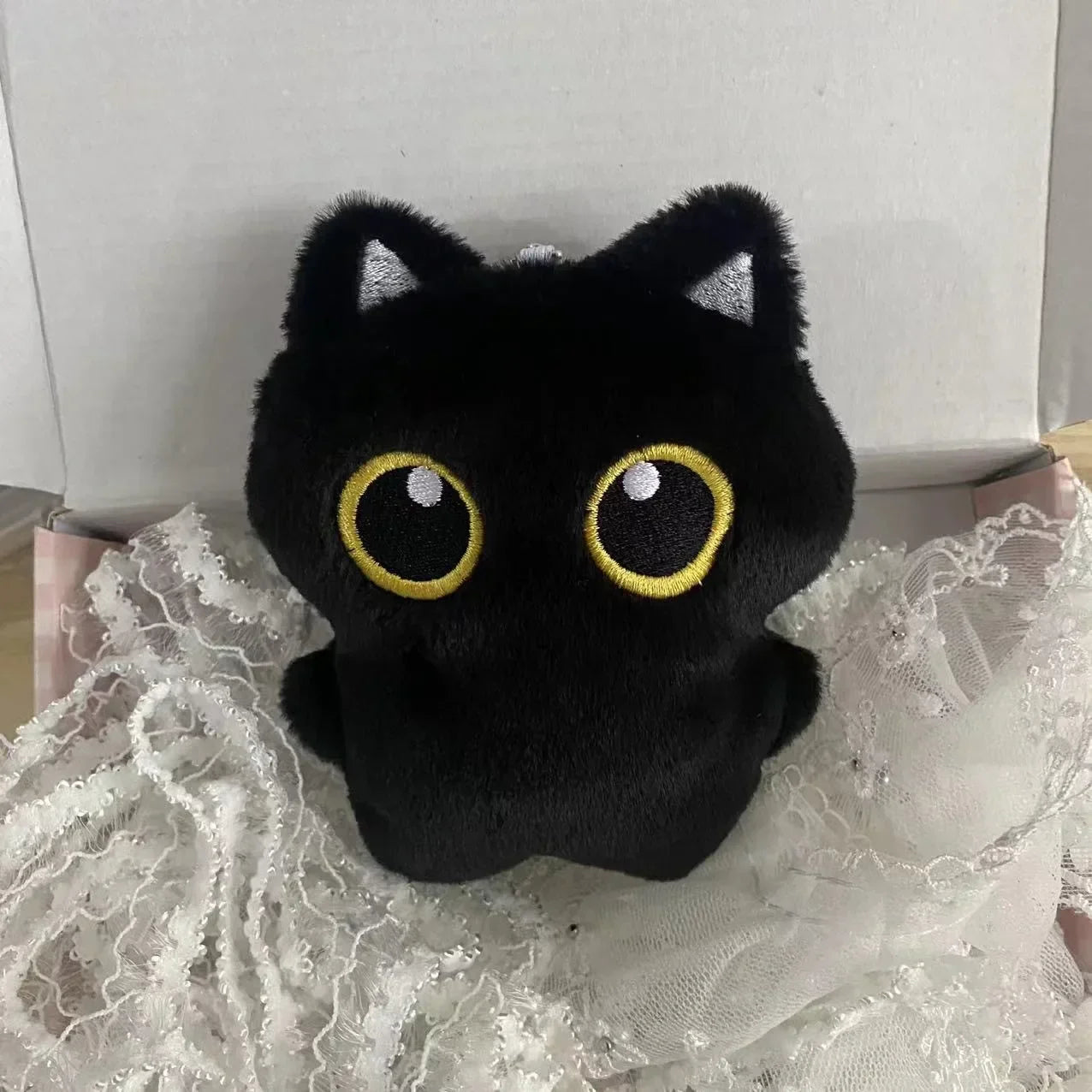 Cute Black Cat Plush Doll 10cm Small Pendant Soft Toy for Kids