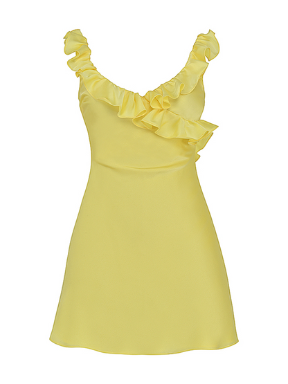 Satin Sleeveless Ruffle Vacays Mini Dress