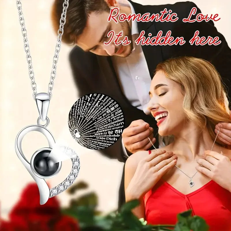 Preserved Rose Box with Necklace Gift Set