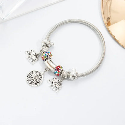 Elegant Elephant Charm Spring Bracelet for Women