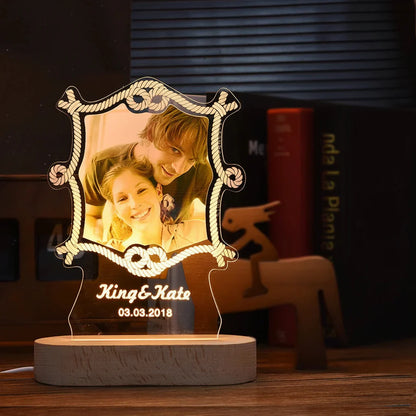 Personalized 3D Photo Night Light with Custom Text
