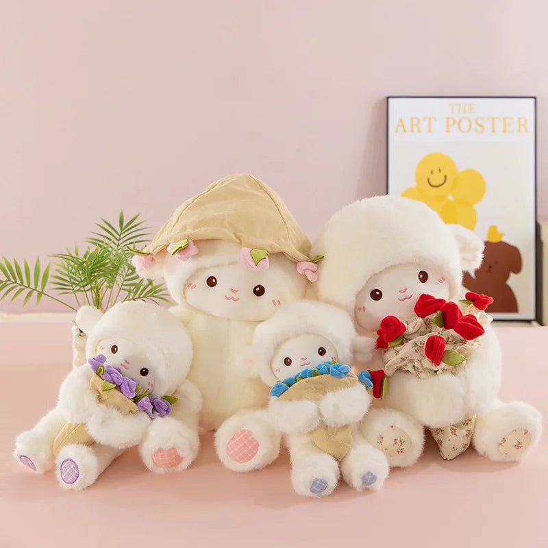 Rose Bouquet Sheep Plush Toy Cute Hugging Lamb Gift