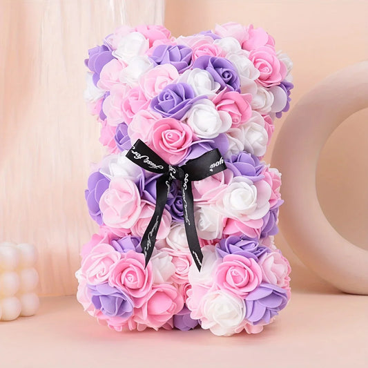 Multicolored Rose Bear Decorative Gift