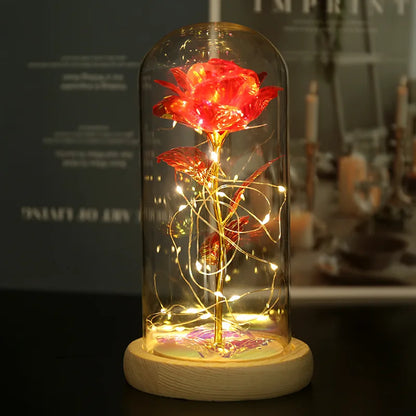 Eternal Rose LED Light in Glass Dome for Romantic Gifts