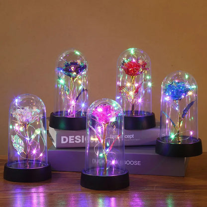 LED Enchanted Galaxy Rose in Dome - Romantic Gift