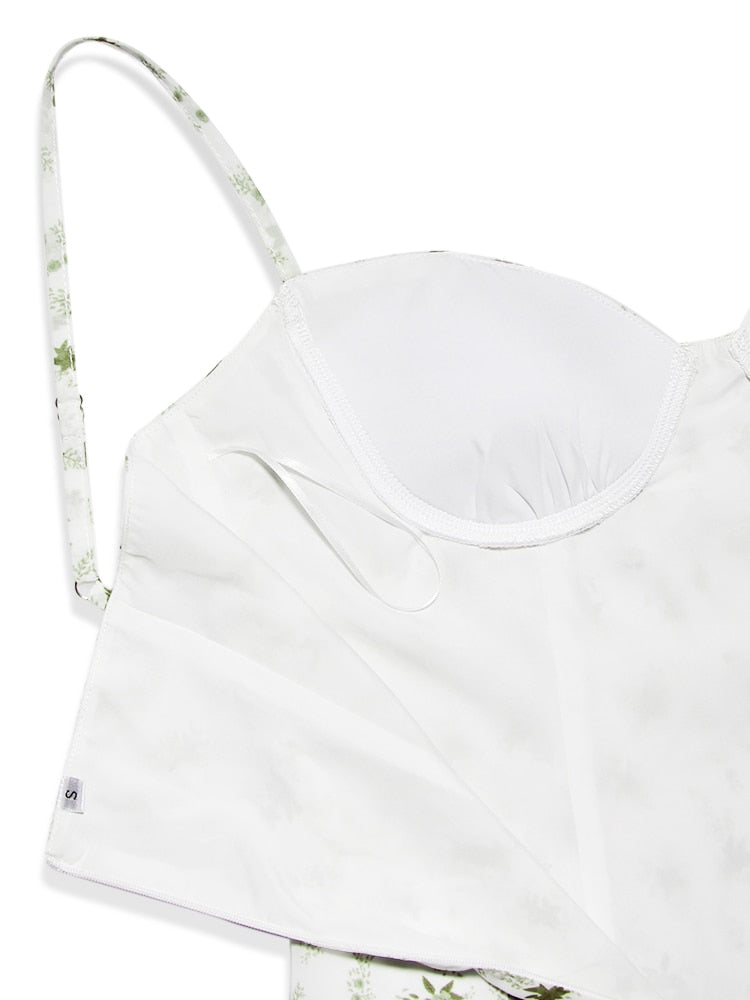 White Bustier Floral Print Mini Dress
