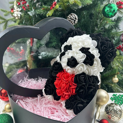 Artificial Rose Teddy Bear 25cm Romantic Floral Gift with Gift Box