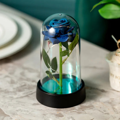 LED Eternal Rose in Glass Dome - Romantic Gift for Home