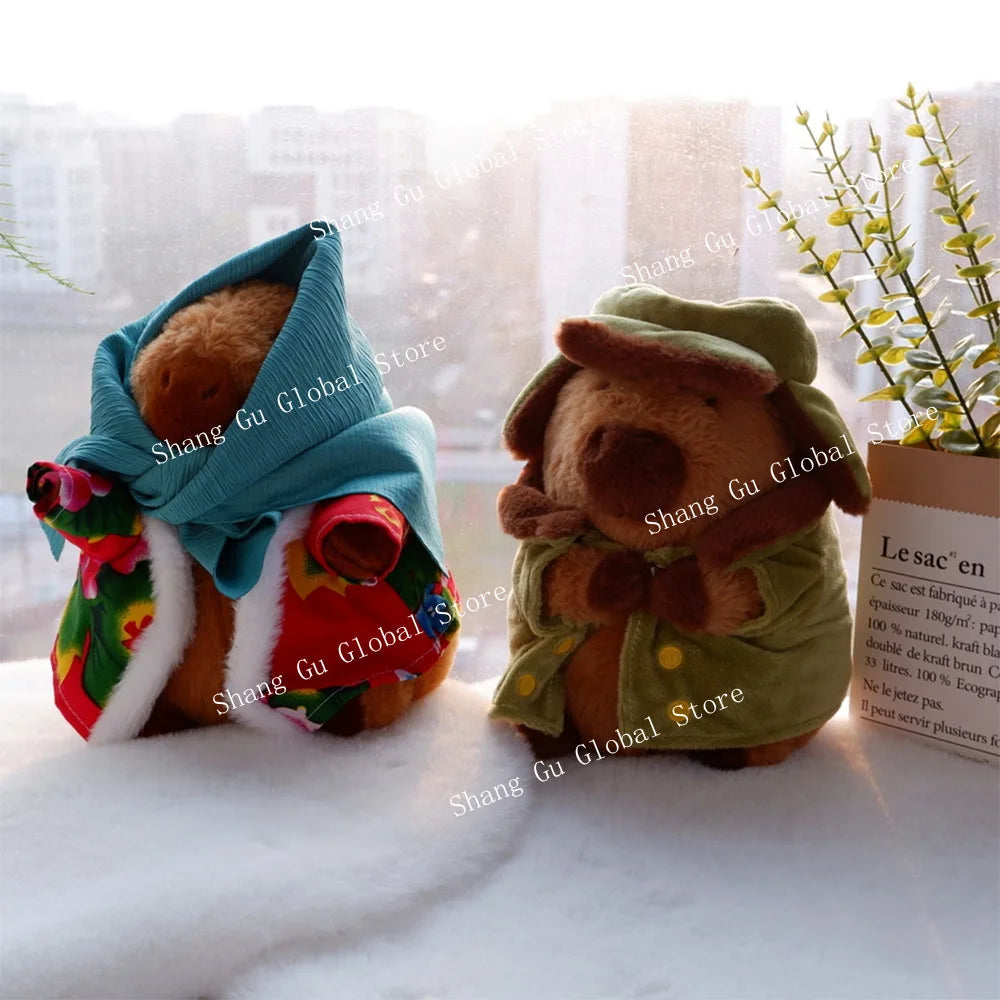 25cm Kapibara Plush Toy with Jacket Soft Stuffed Animal Doll for Gifts