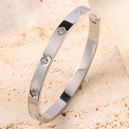 Four Leaf Clover Zircon Stainless Steel Bracelet
