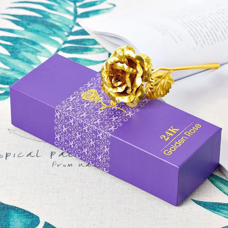 Artificial 24K Gold Rose with Gift Box Luxury Present