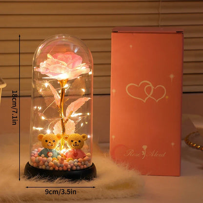 Glowing Galaxy Eternal Double Rose with LED Lights Romantic Gift for Valentine's Day and Wedding