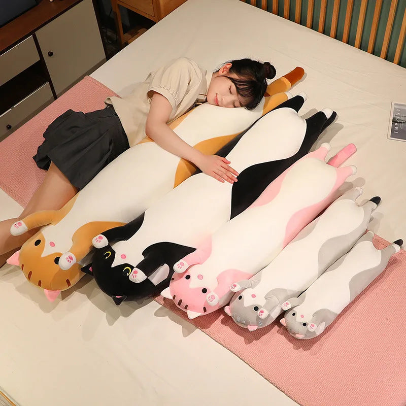 Long Cat Plush Toy Soft Pillow for Kids Girls Sleep