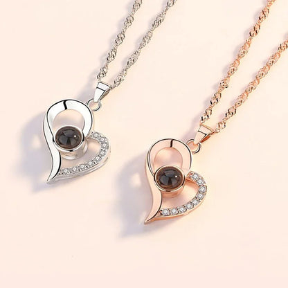 Custom Photo Projection Heart Necklace Gift Set