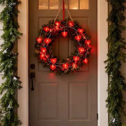 Red Heart LED String Lights for Valentine's Day Decor