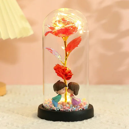 Eternal Rose LED Light in Glass Dome for Romantic Gifts
