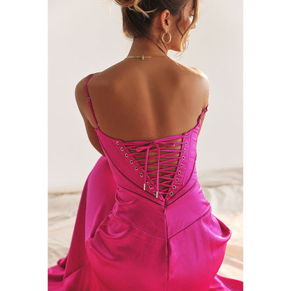 Satin Back Tie-Up Maxi Dress