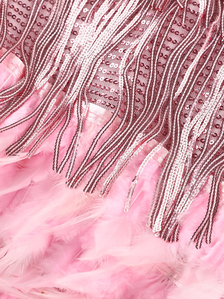 Layered Sequin Fringe Mini Dress