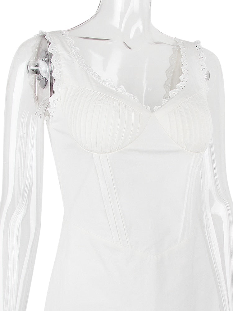 Doily Strap Cupped V-neck Mini Dress