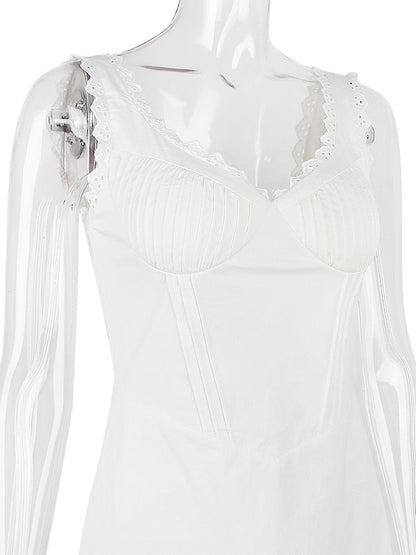 Doily Strap Cupped V-neck Mini Dress