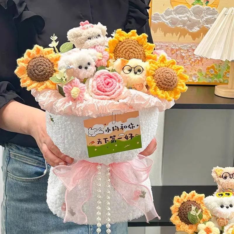Handmade Crochet Rose and Sunflower Bouquet for Special Occasions