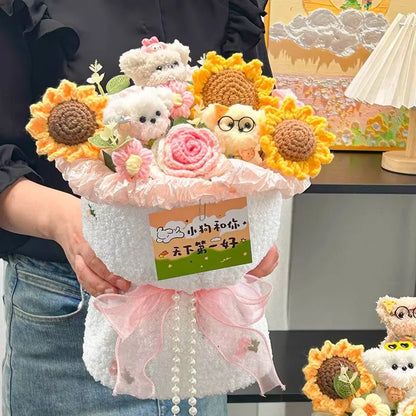 Handmade Crochet Rose and Sunflower Bouquet for Special Occasions
