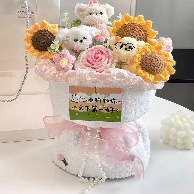 Handmade Crochet Rose and Sunflower Bouquet for Special Occasions