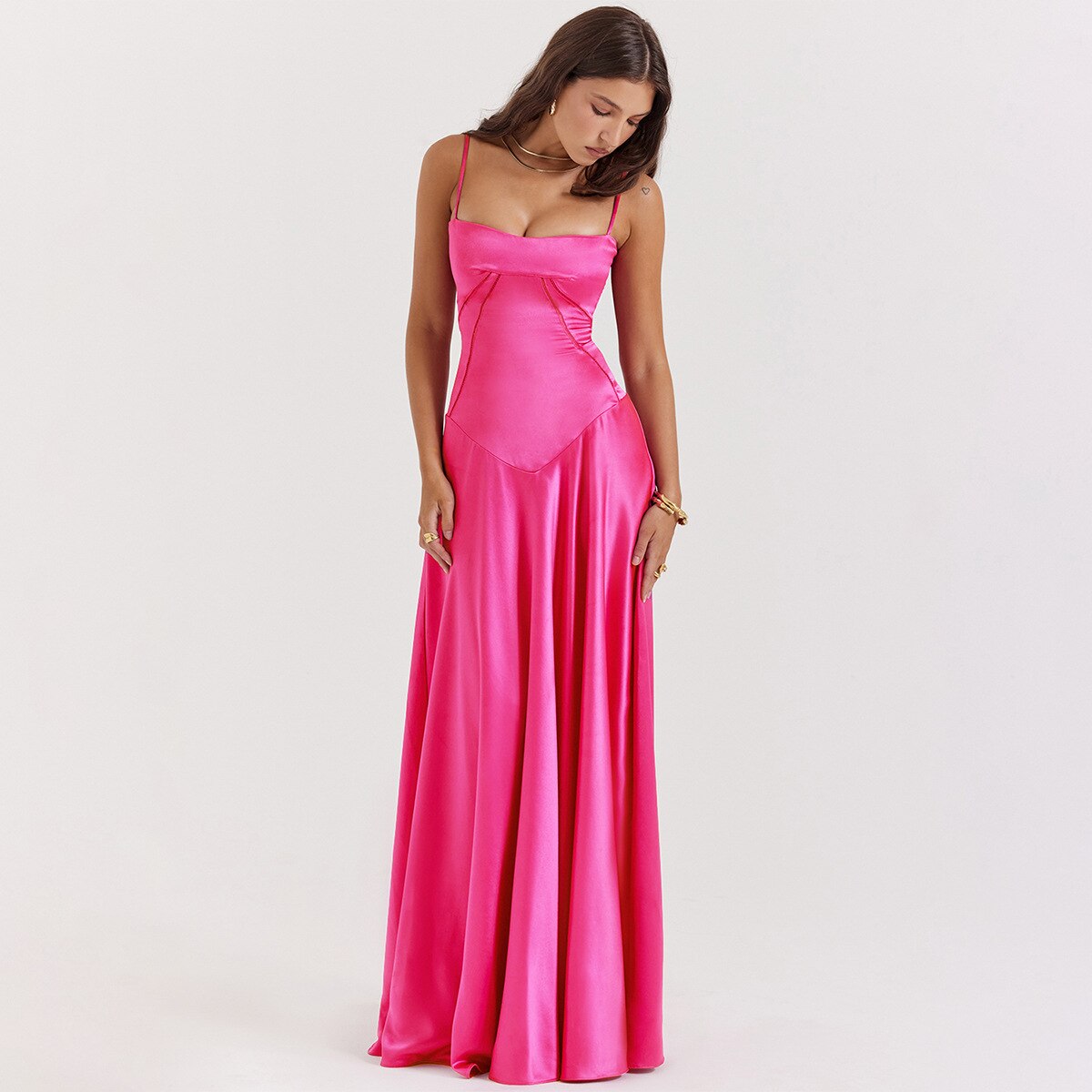 Satin Back Tie-Up Maxi Dress