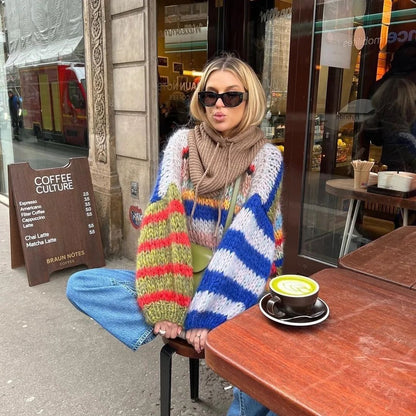 Striped Fuzzy Knit Sweater