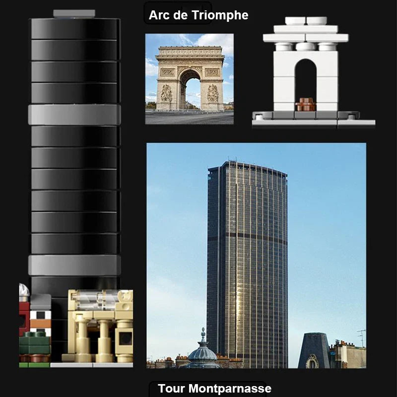 694PCS Arc De Triomphe Eiffel Tower Architecture Pairs Building Blocks