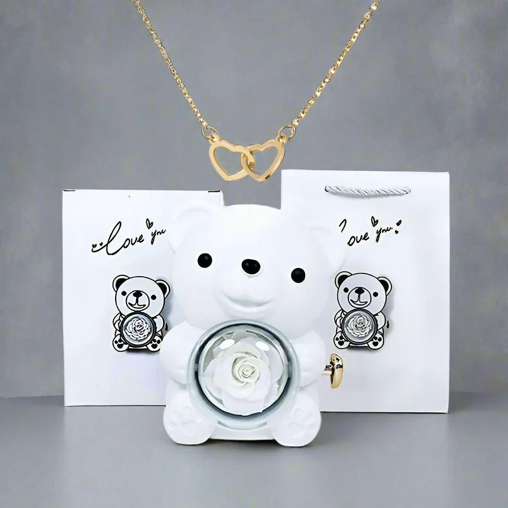 Valentine'S Day Rose Bear Necklace