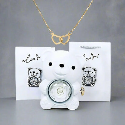 Valentine'S Day Rose Bear Necklace