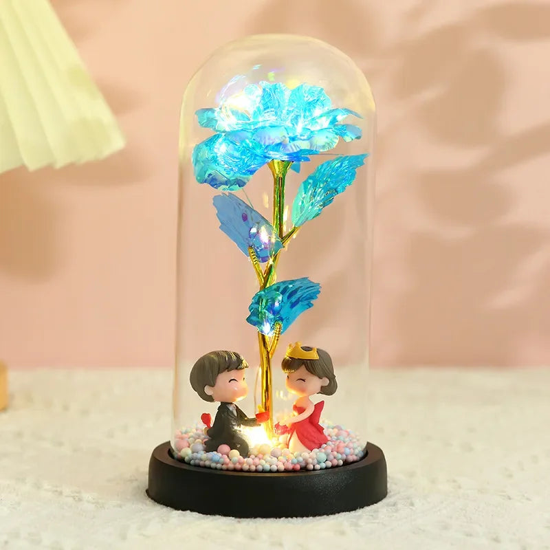 Eternal Rose LED Light in Glass Dome for Romantic Gifts