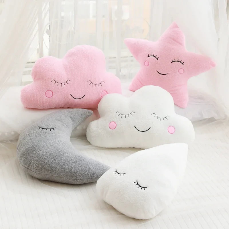 Soft Plush Cloud & Star Raindrop Pillow - Cozy Kids' Room Decor