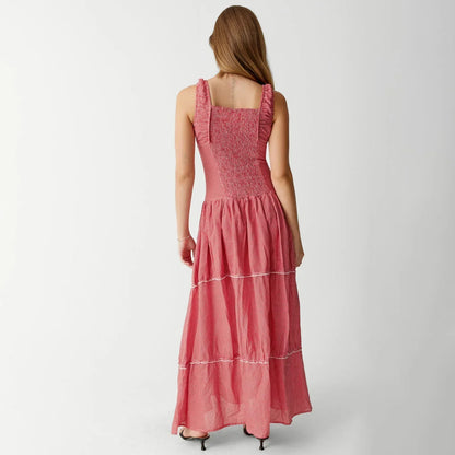 Red Plaid Maxi Dress