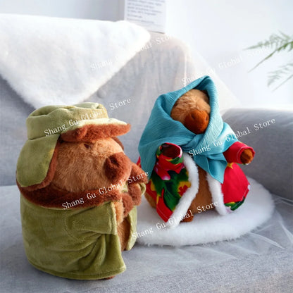 25cm Kapibara Plush Toy with Jacket Soft Stuffed Animal Doll for Gifts