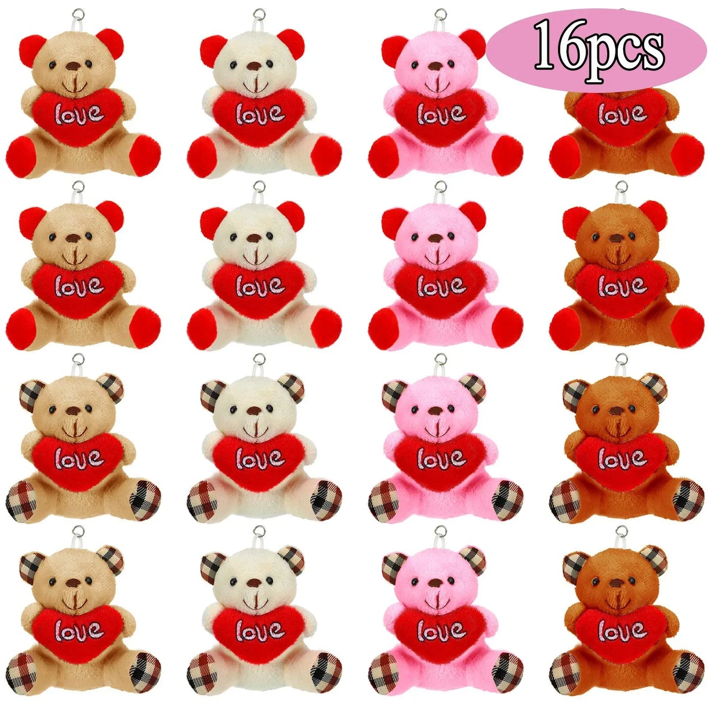 Valentine Small Plush Bear with Heart Soft Stuffed Toy