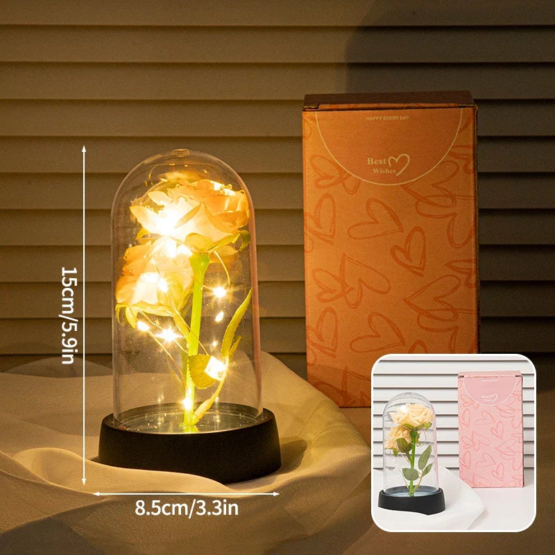 Glowing Galaxy Eternal Double Rose with LED Lights Romantic Gift for Valentine's Day and Wedding