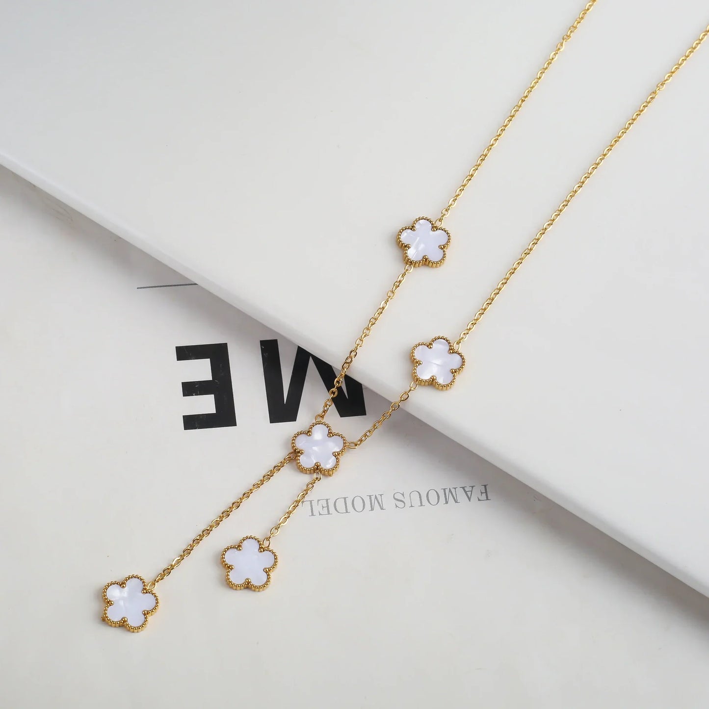 Gold Plated Five Leaf Flower Adjustable Bracelet